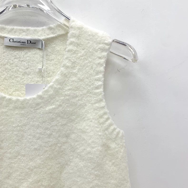 Dior Dior Cream Wool Sleeveless Knit Vest Size US XS / EU 42 / 0 - 3 Thumbnail