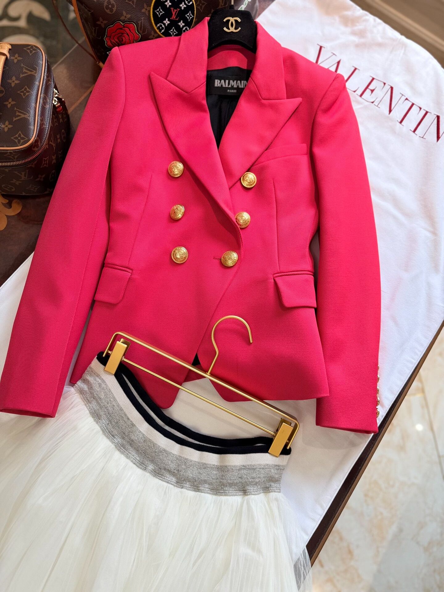 Balmain balmain pink double-breasted wool blazer Size M / US 6-8 / IT 42-44 - 3 Thumbnail