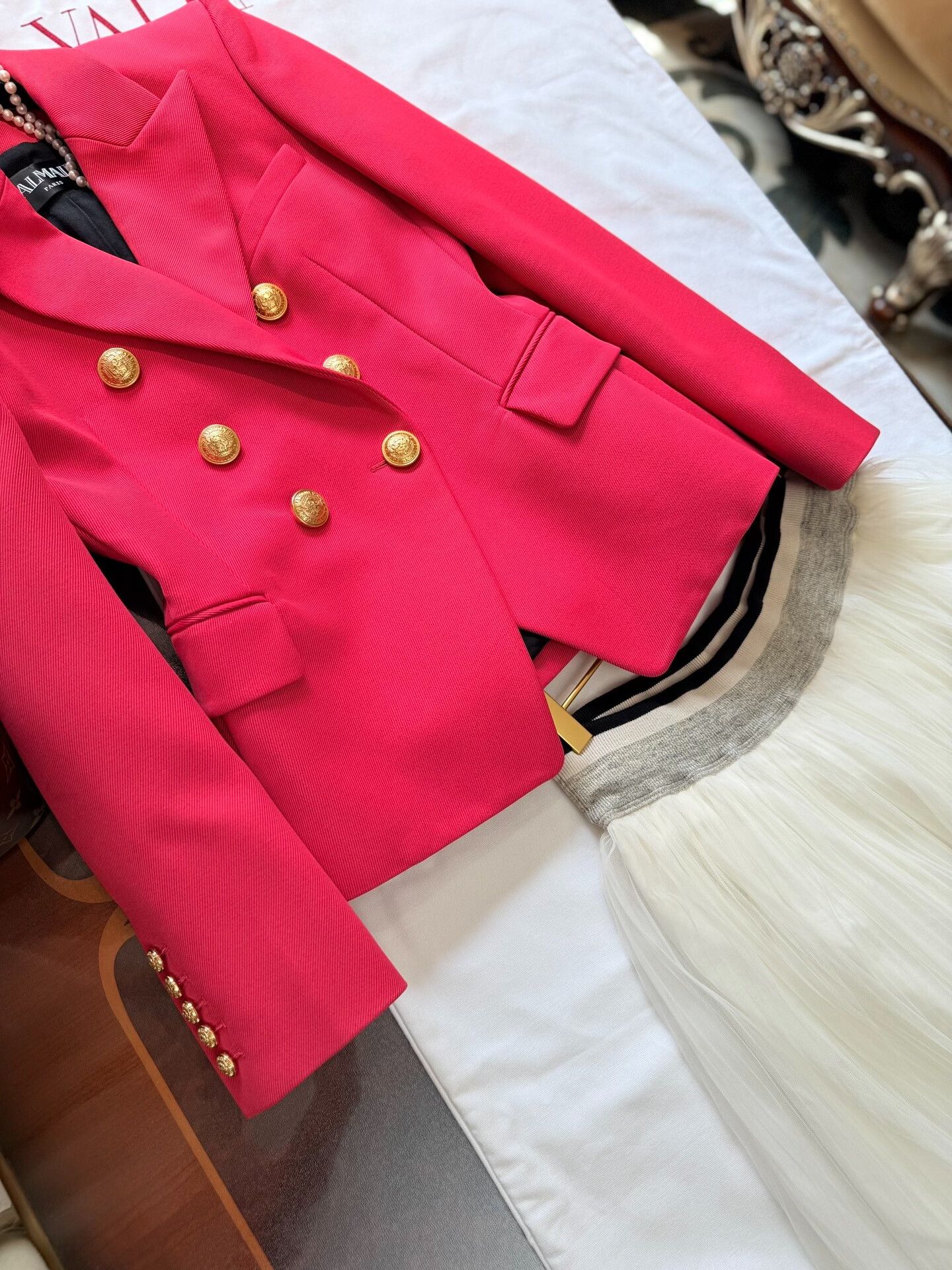 Balmain balmain pink double-breasted wool blazer Size M / US 6-8 / IT 42-44 - 5 Thumbnail