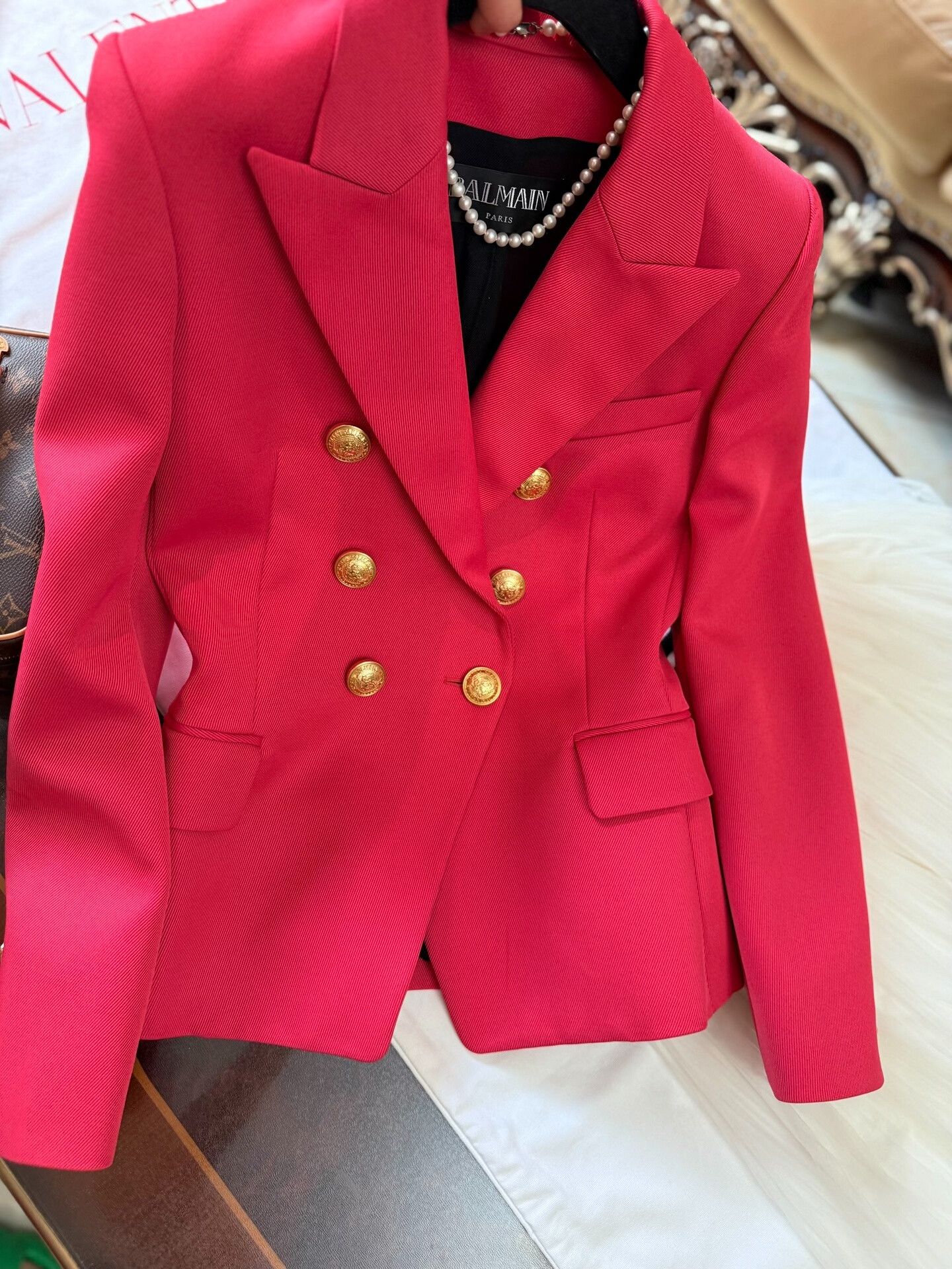 Balmain balmain pink double-breasted wool blazer Size M / US 6-8 / IT 42-44 - 7 Thumbnail