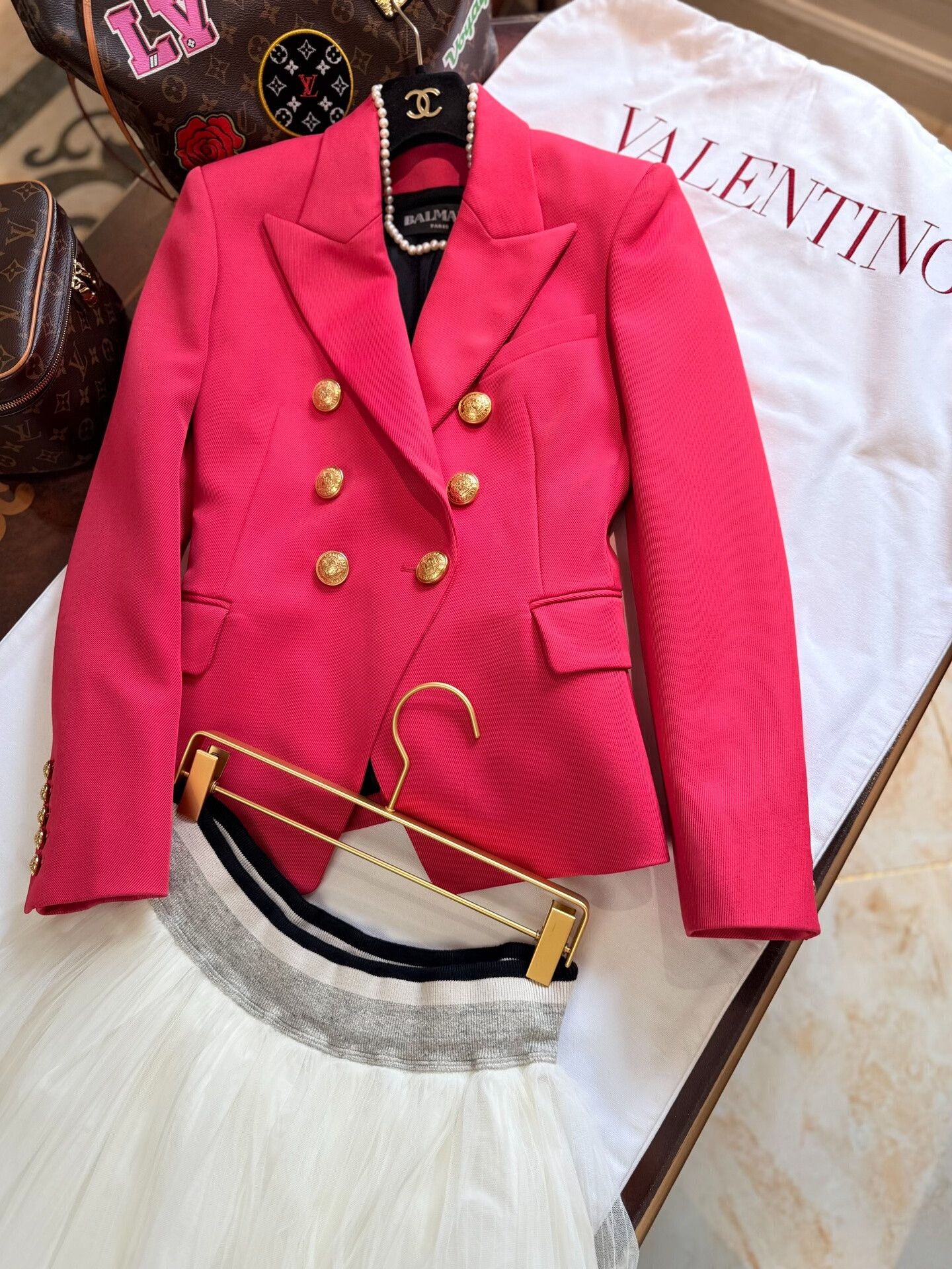 Balmain balmain pink double-breasted wool blazer Size M / US 6-8 / IT 42-44 - 4 Thumbnail
