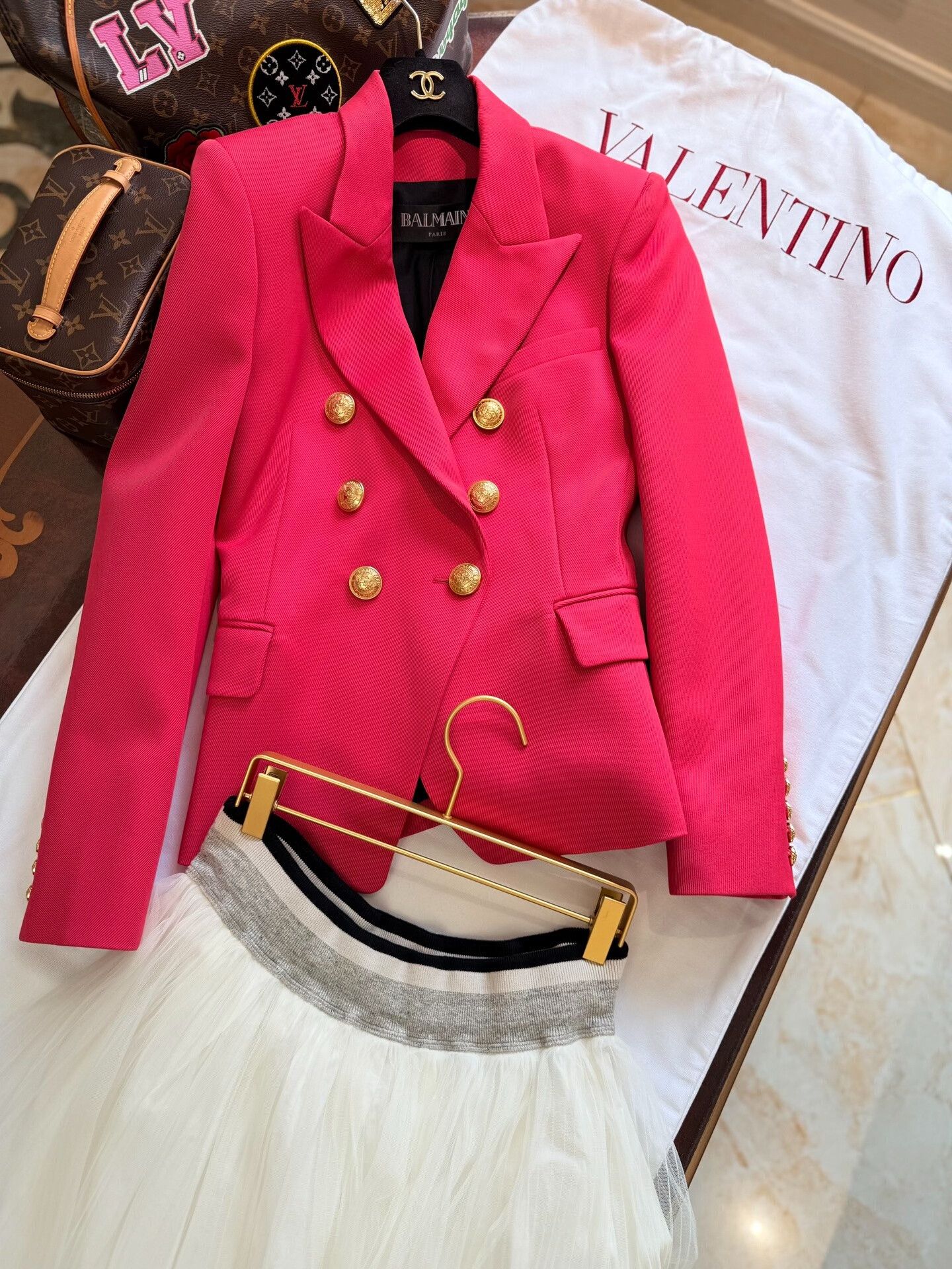Balmain balmain pink double-breasted wool blazer Size M / US 6-8 / IT 42-44 - 2 Thumbnail