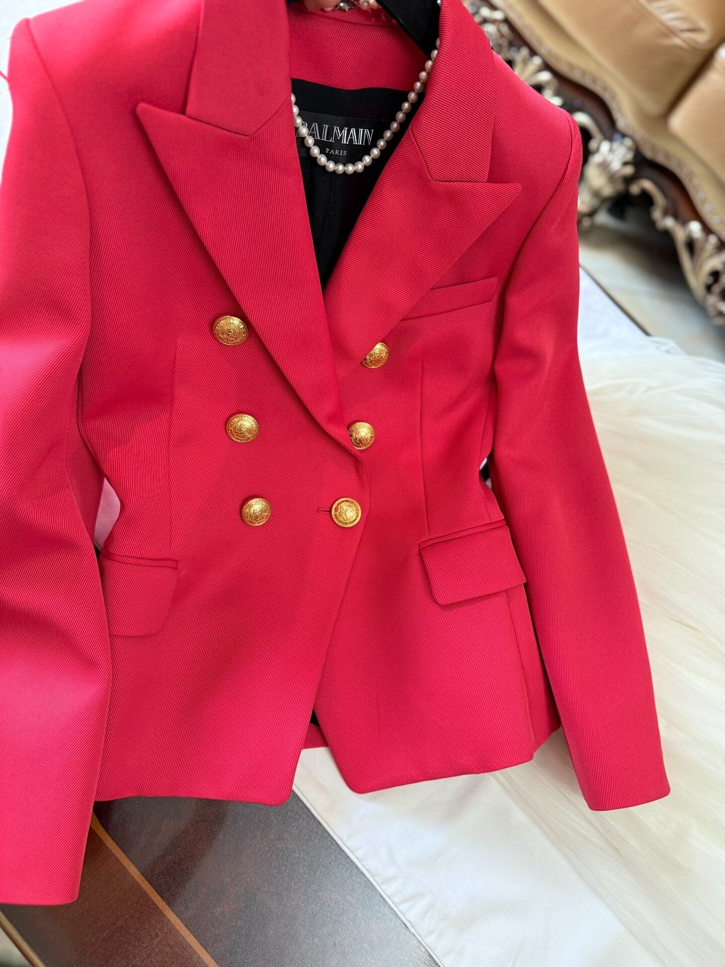 Balmain balmain pink double-breasted wool blazer Size M / US 6-8 / IT 42-44 - 6 Thumbnail