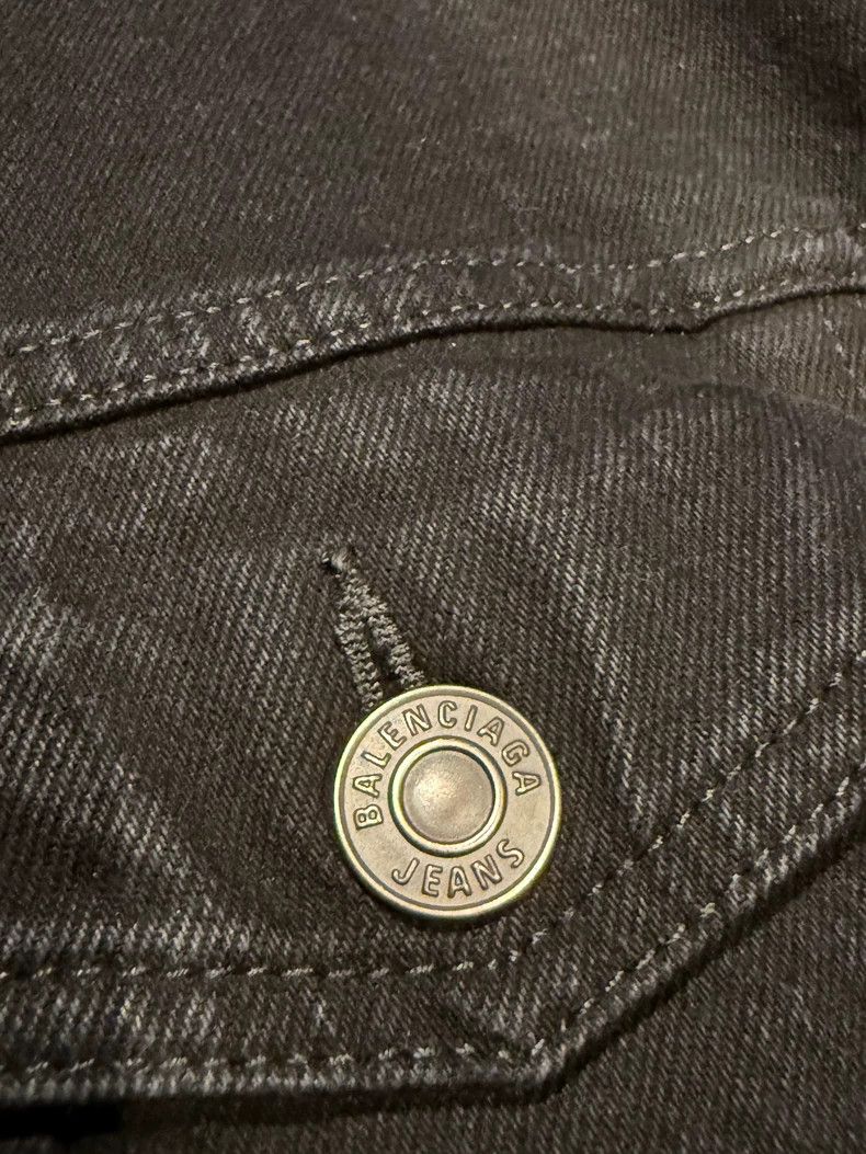 Balenciaga Balenciaga Black Denim Jacket with Crystal Logo Size US XS / EU 42 / 0 - 3 Thumbnail