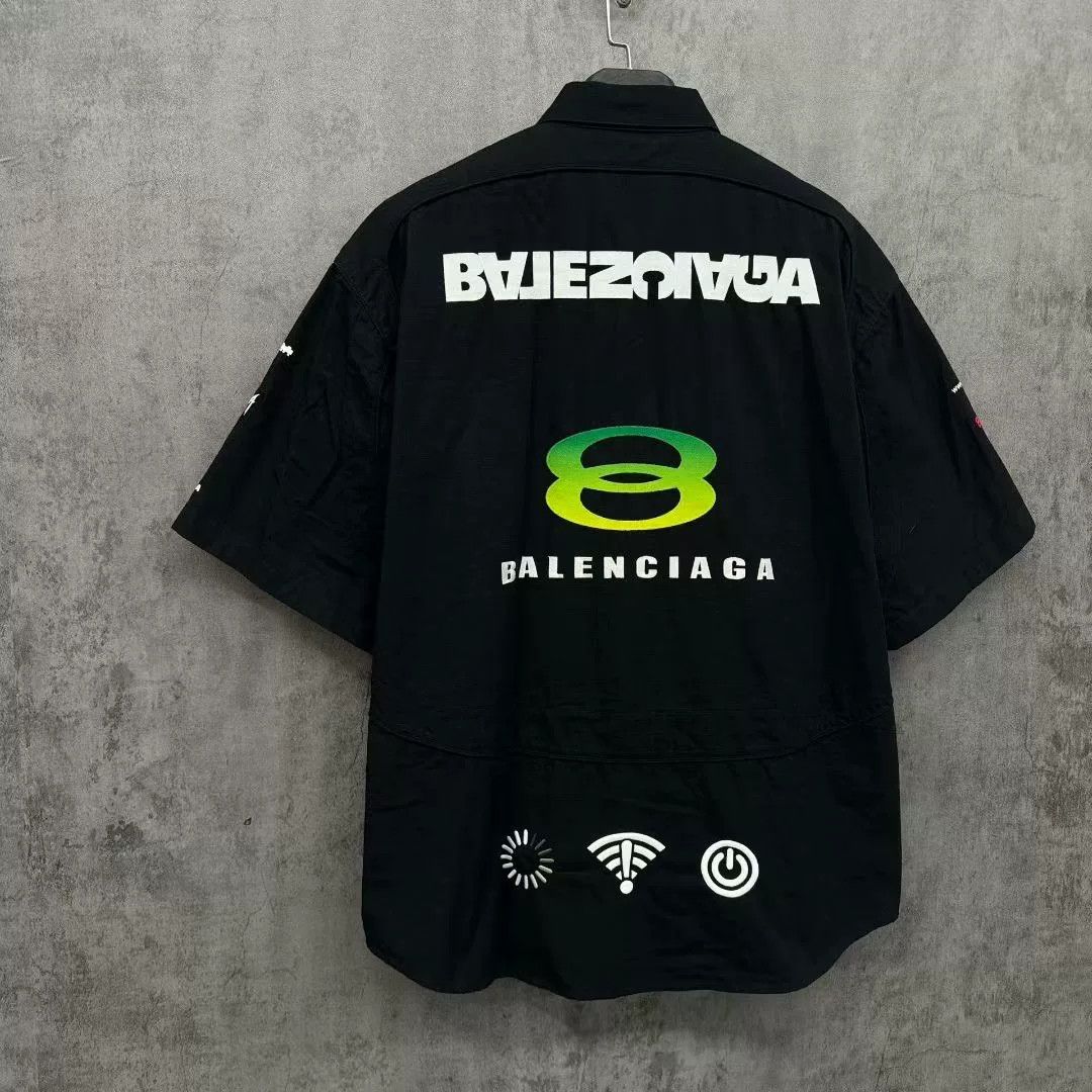 Balenciaga Embroidered Logo Short Sleeve Shirt