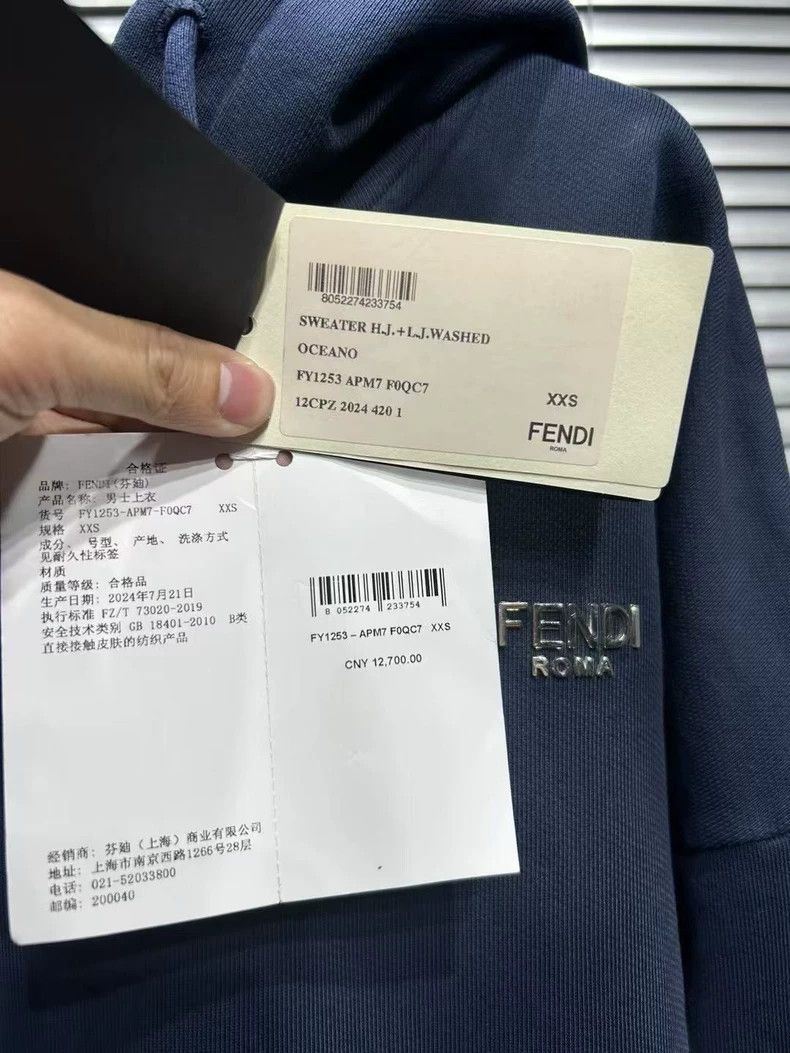 Fendi Fendi Black Blue Gradient Logo Hoodie Size US XXS / EU 40 - 3 Thumbnail