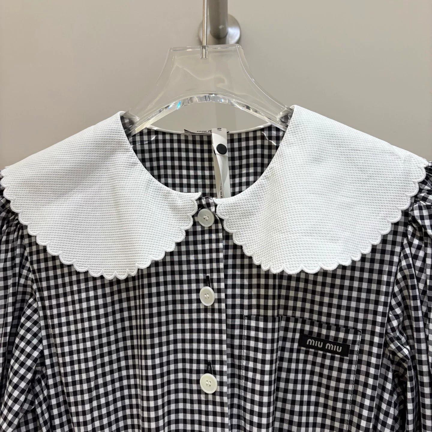 Miu Miu miu miu plaid long sleeve dress with logo Size US 36 / EU 52 - 3 Thumbnail
