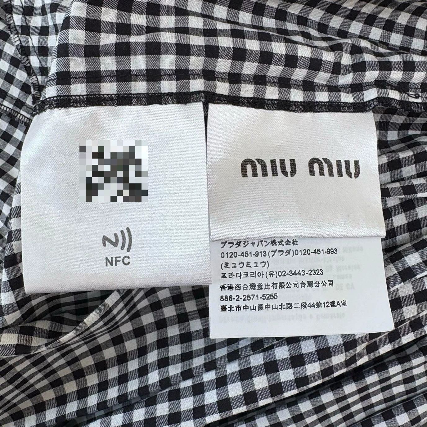Miu Miu miu miu plaid long sleeve dress with logo Size US 36 / EU 52 - 8 Thumbnail