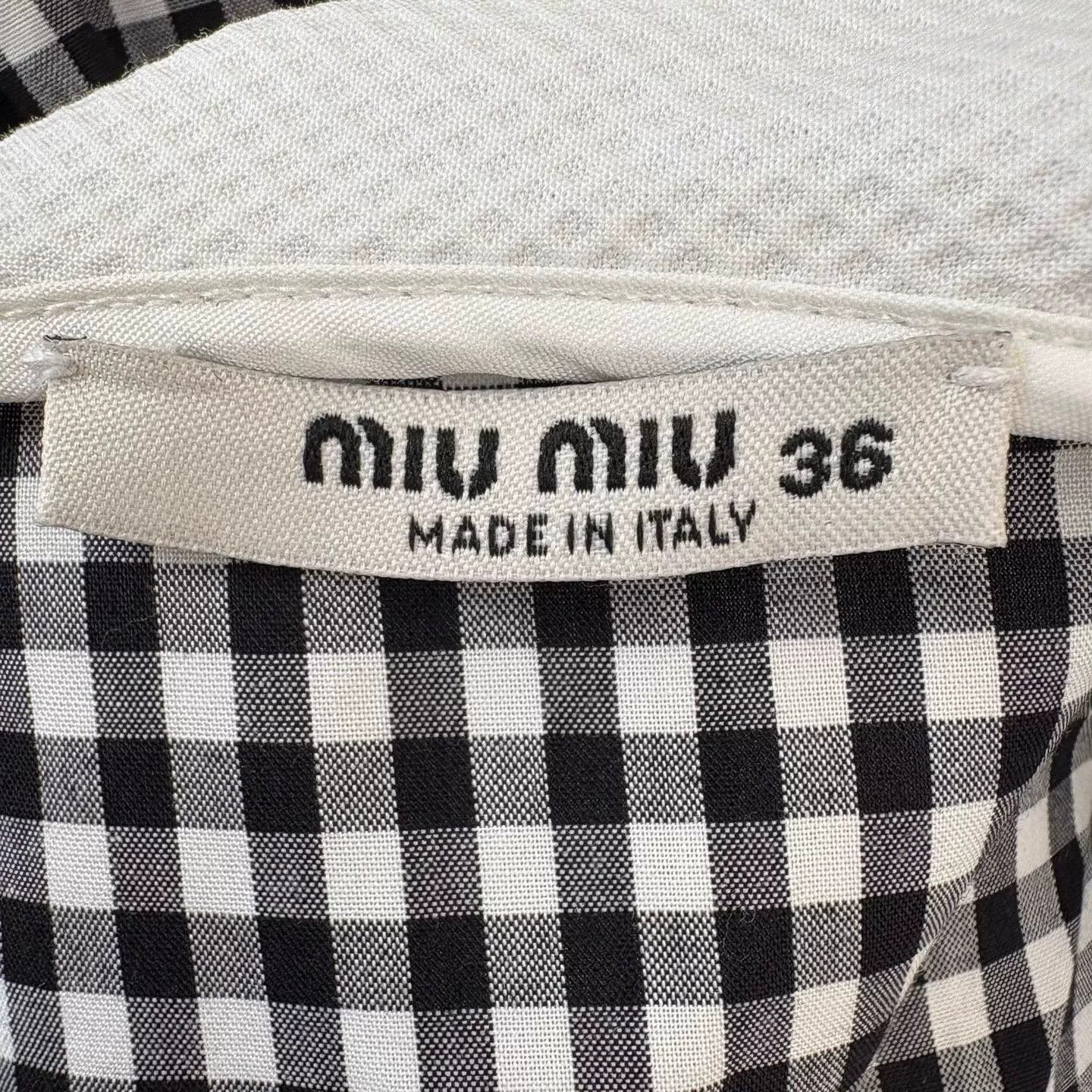 Miu Miu miu miu plaid long sleeve dress with logo Size US 36 / EU 52 - 7 Thumbnail