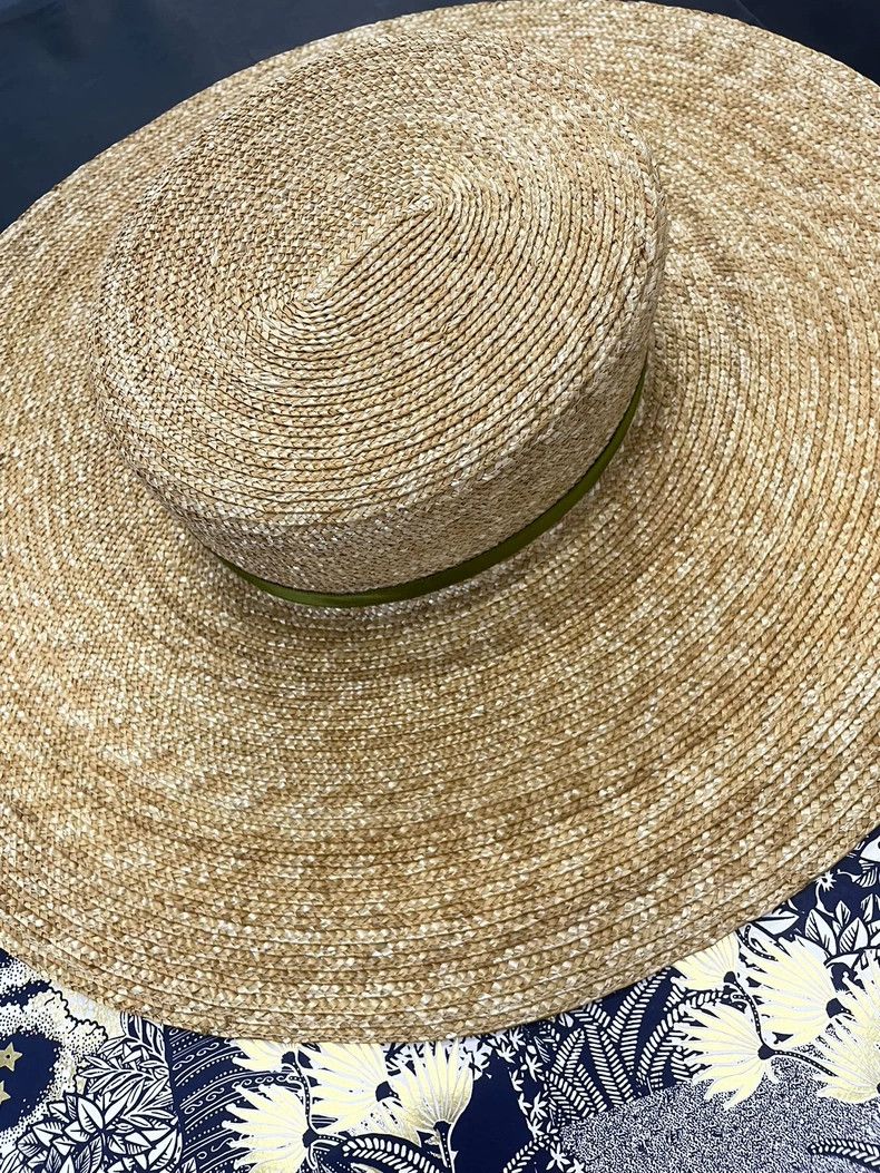 Chanel Chanel Green Wide Brim Straw Hat Size ONE SIZE - 3 Thumbnail