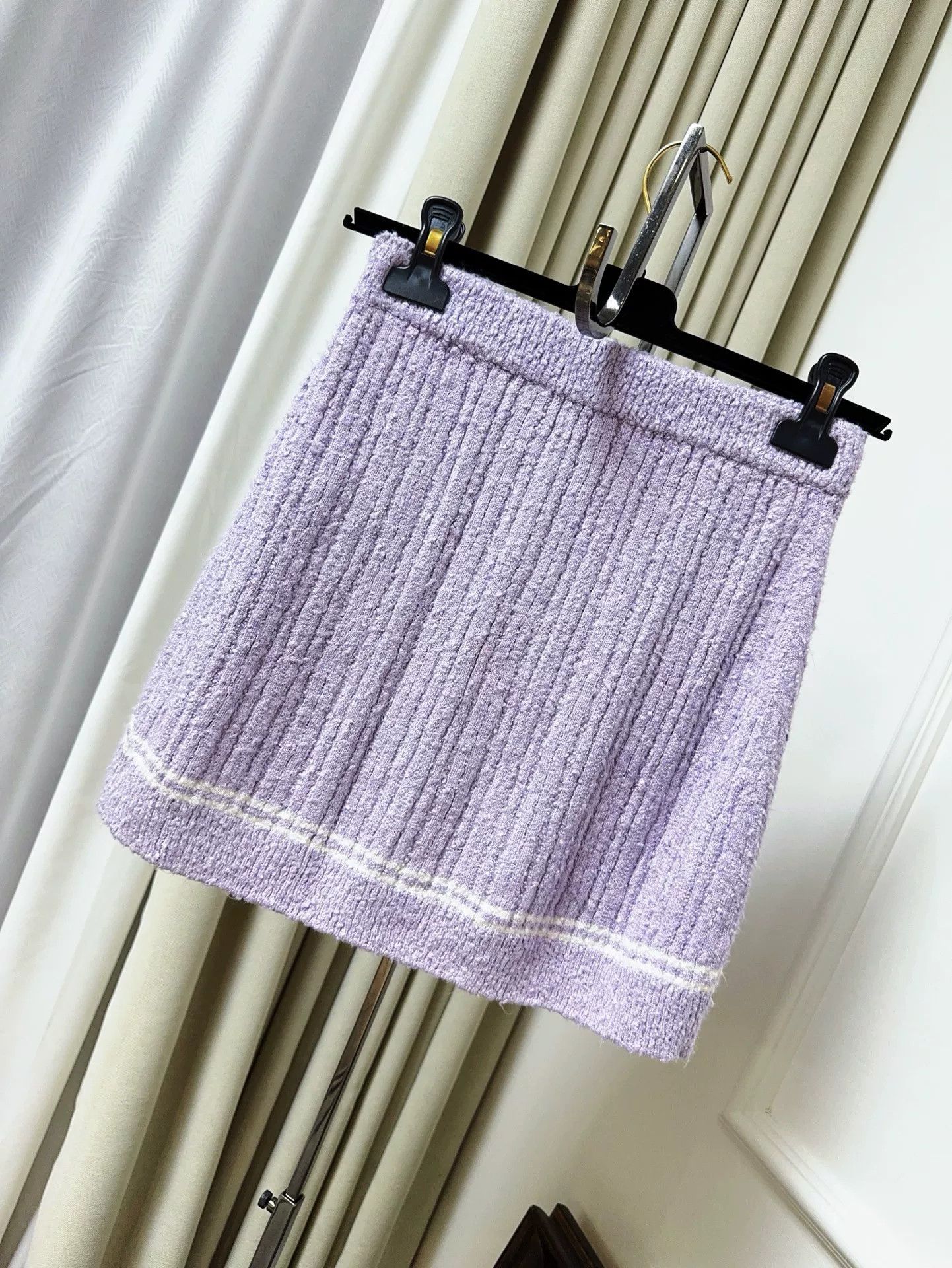 Chanel purple knitted mini skirt by Chanel Size US 36 / EU 52 - 2 Thumbnail