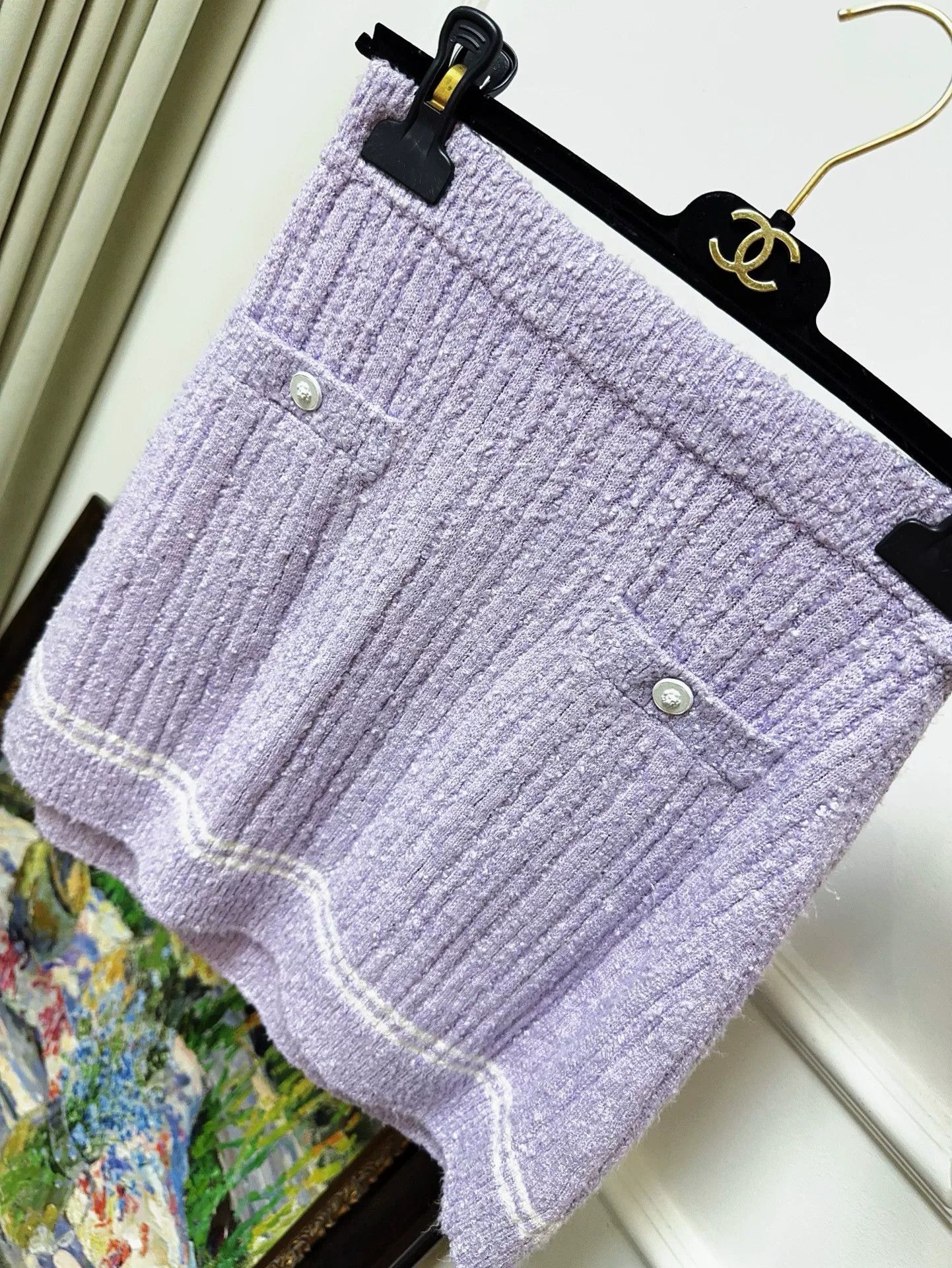 Chanel purple knitted mini skirt by Chanel Size US 36 / EU 52 - 7 Thumbnail