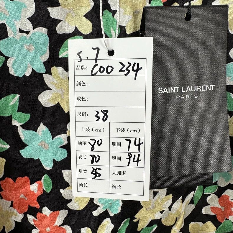 Saint Laurent Paris YSL Silk Floral Puff Sleeve Dress Size US 38 / EU 54 - 8 Thumbnail