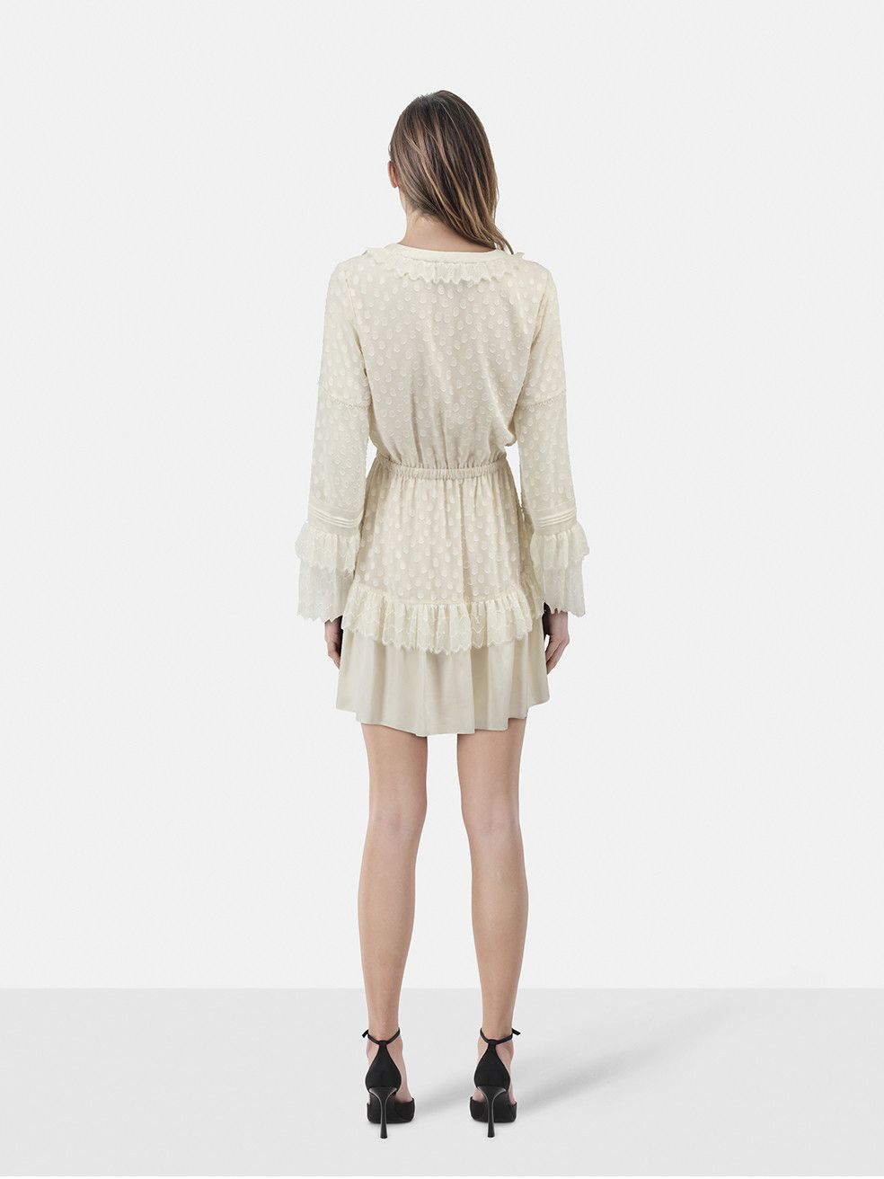 ALEXIS White Polkadot Long Sleeves Dress Size S / US 4 / IT 40 - 2 Thumbnail