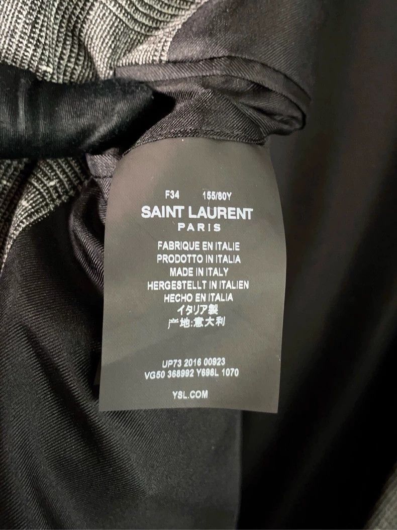 Saint Laurent Paris SAINT LAURENT Gray Plaid Wool Blazer Size US XXS / EU 40 - 8 Thumbnail