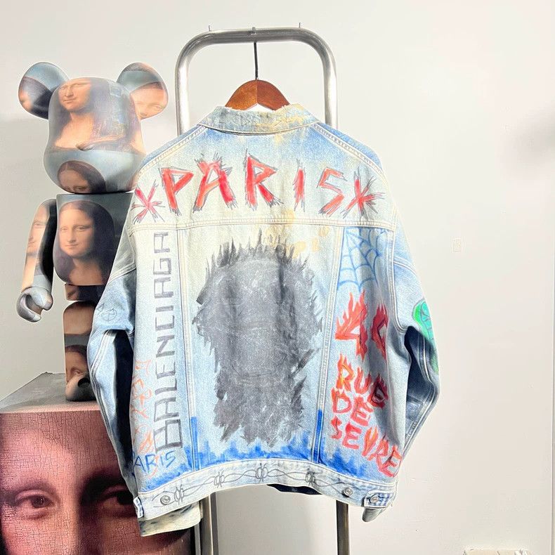Balenciaga Balenciaga Graffiti Denim Jacket P0603 Size US XS / EU 42 / 0 - 2 Thumbnail