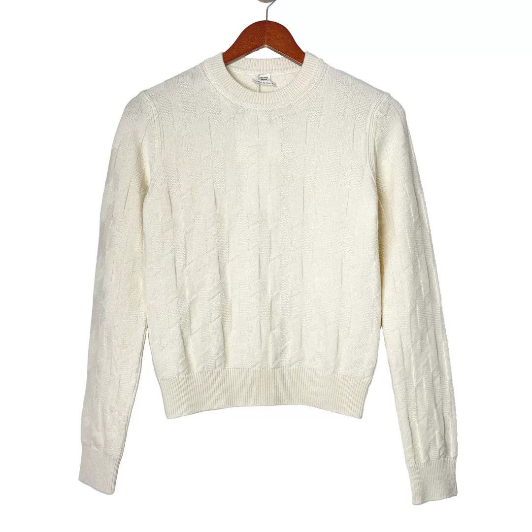 Hermes Hermes FW21 White Wool Sweater Women's Size US S / EU 44-46 / 1 - 4 Thumbnail
