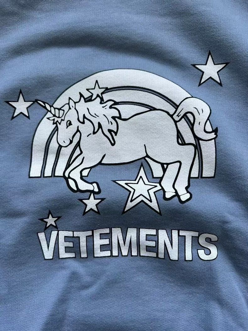 Vetements Vetements Light Blue Unicorn Hoodie XS Size US XS / EU 42 / 0 - 2 Thumbnail