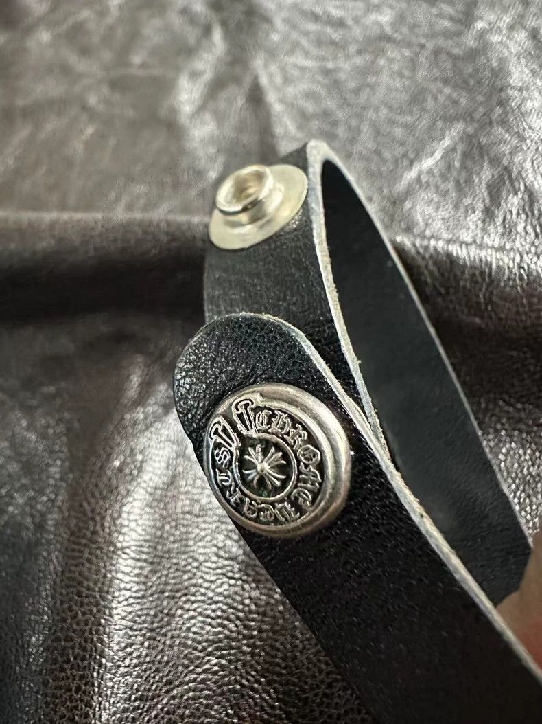 Chrome Hearts Chrome Hearts Black Leather Silver Bracelet Size ONE SIZE - 4 Thumbnail
