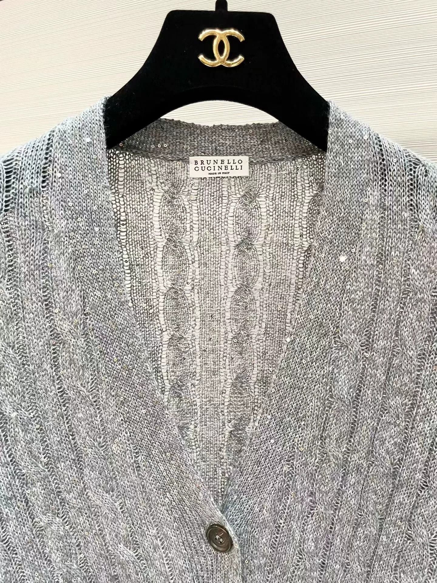 Brunello Cucinelli Brunello Cucinelli Gray Sequin Knit Cardigan Size US XS / EU 42 / 0 - 3 Thumbnail
