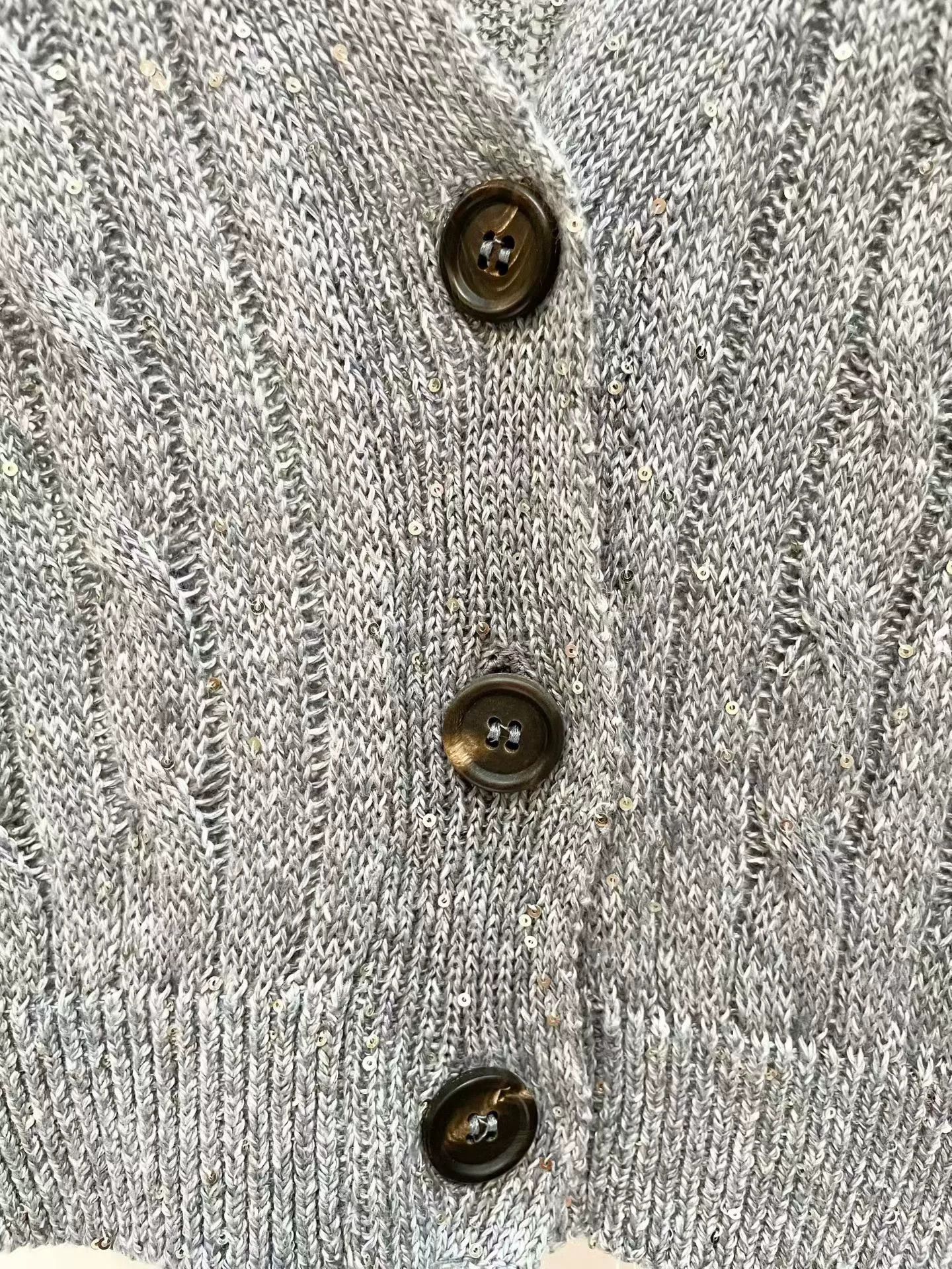 Brunello Cucinelli Brunello Cucinelli Gray Sequin Knit Cardigan Size US XS / EU 42 / 0 - 4 Thumbnail