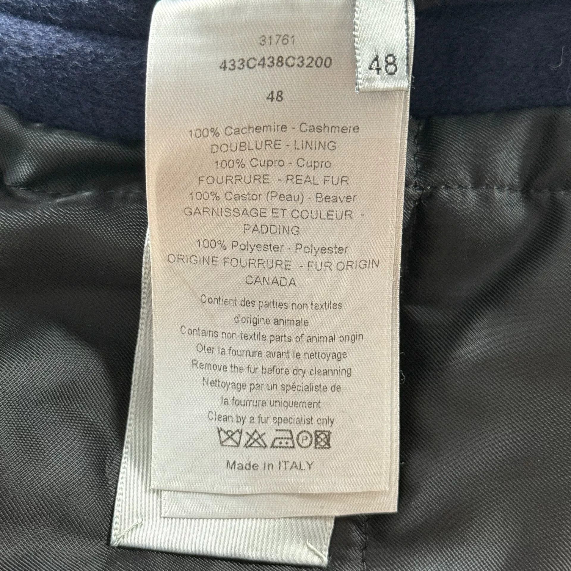 Dior Dior Navy Lapel Cashmere Coat Size US M / EU 48-50 / 2 - 7 Thumbnail