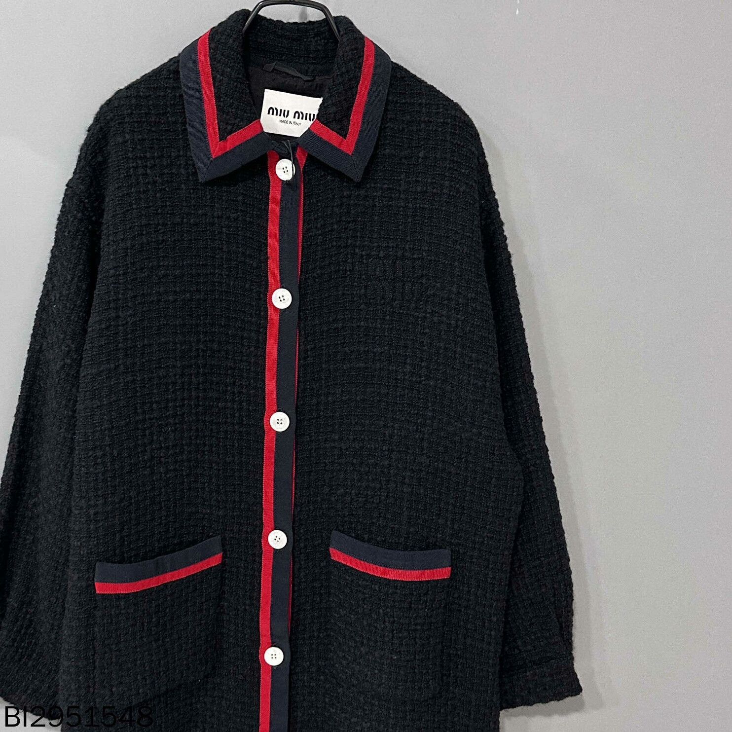 Miu Miu black and red woven wool jacket Miu Miu Size US L / EU 52-54 / 3 - 2 Thumbnail