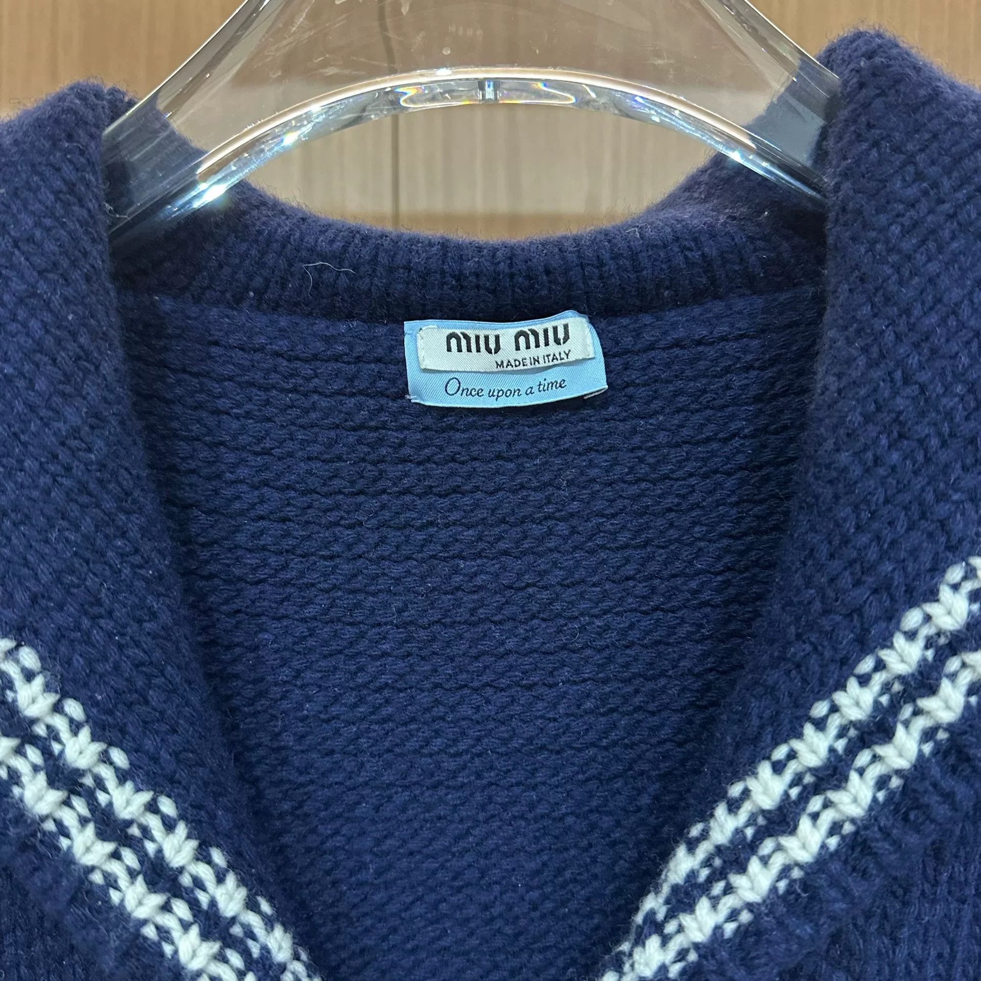 Miu Miu navy blue cardigan with white detailing Size US M / EU 48-50 / 2 - 4 Thumbnail