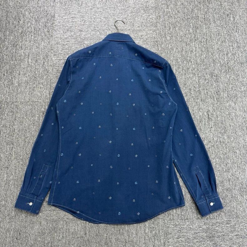 Hermes Hermes Lock Print Denim Shirt Size US L / EU 52-54 / 3 - 5 Thumbnail
