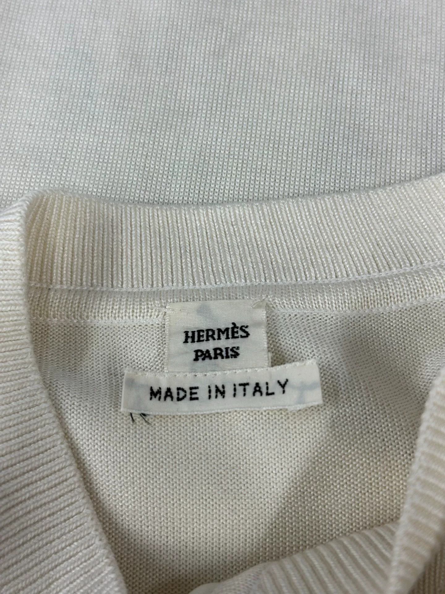 Hermes Hermes White Printed Silk Long Sleeve Top Size US XS / EU 42 / 0 - 4 Thumbnail