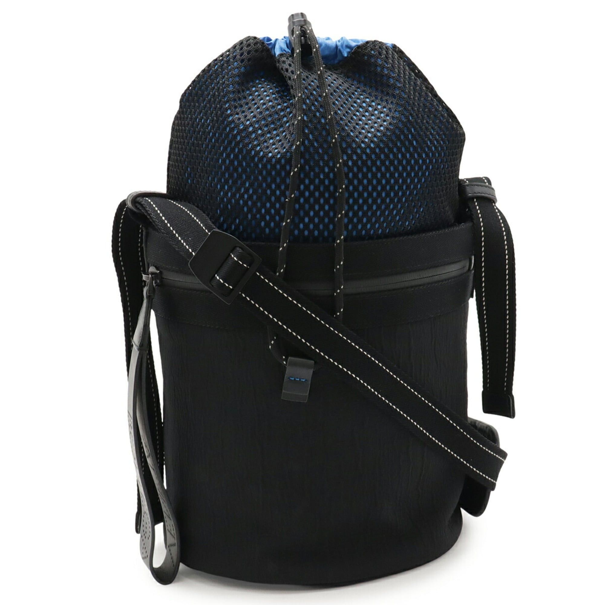 Bottega Veneta BOTTEGA VENETA shoulder bag, bucket drawstring mesh nylon, black, blue, 570185 Size ONE SIZE - 2 Thumbnail