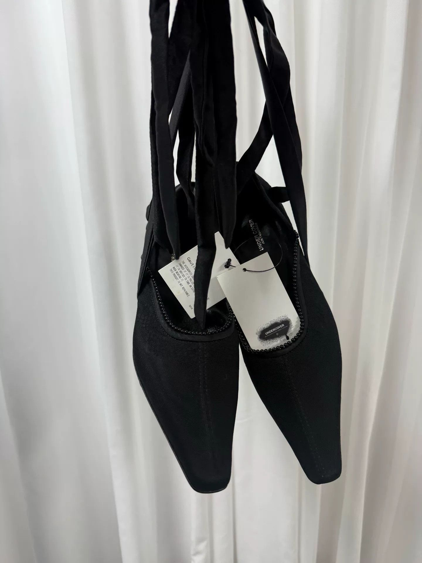 Comme des Garcons black pointed toe tie-up shoes Size US 8 / IT 38 - 2 Thumbnail