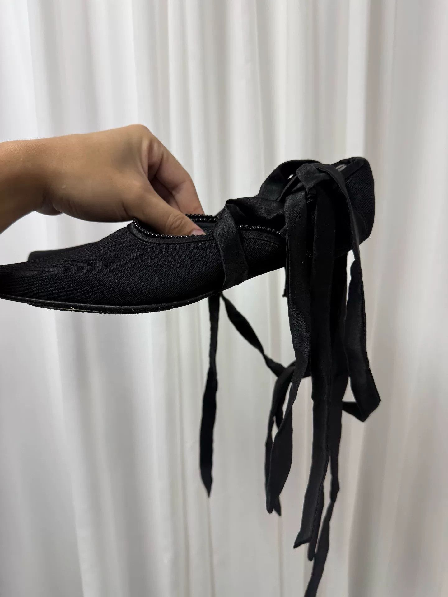 Comme des Garcons black pointed toe tie-up shoes Size US 8 / IT 38 - 7 Thumbnail