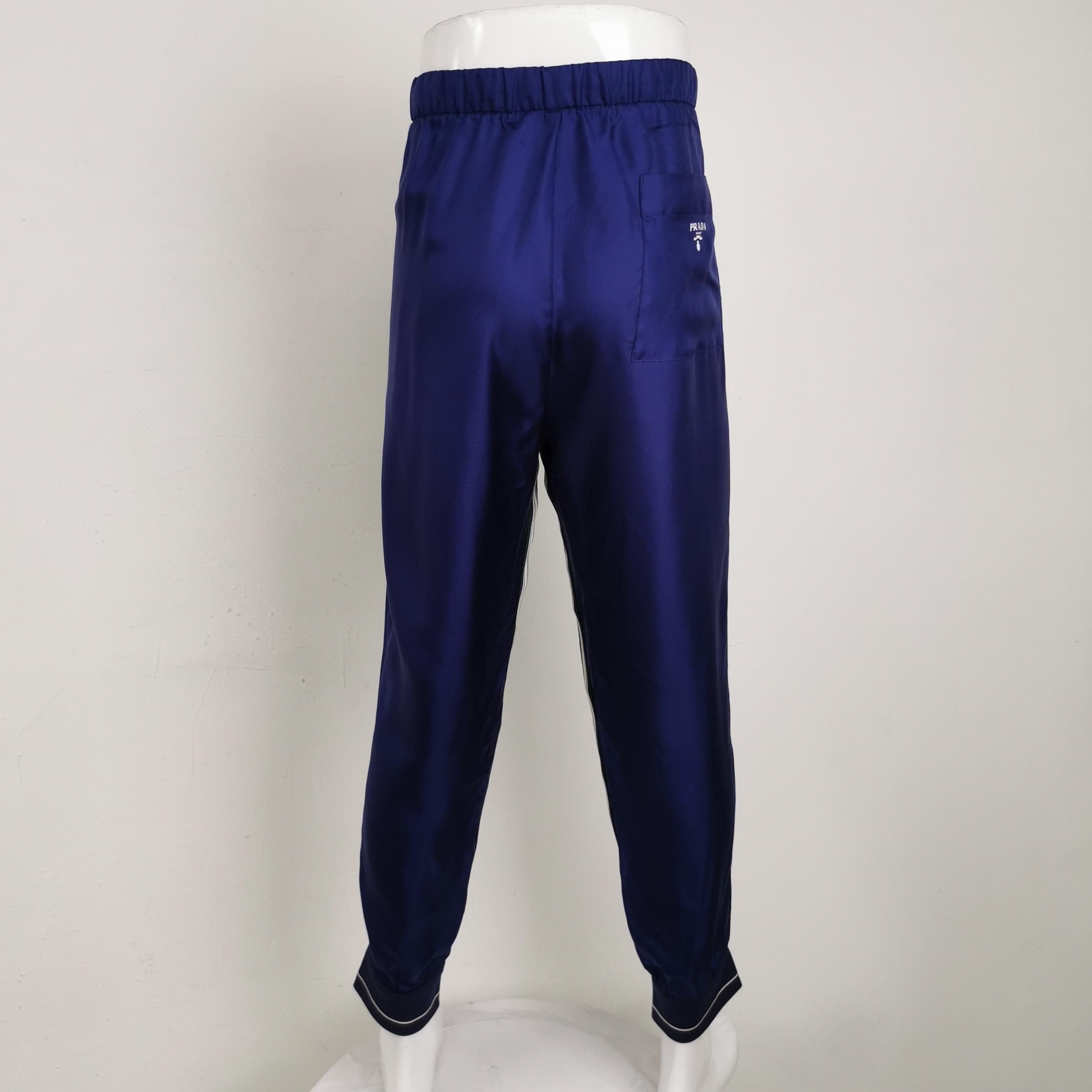 Prada Prada Silk Contrast Stripe Logo Pants (L) Size US 32 / EU 48 - 3 Thumbnail