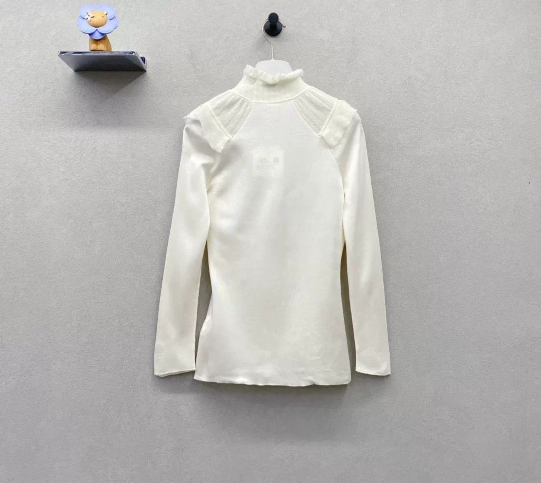 Hermes Hermes Beige Ruffle Knit Top Size US S / EU 44-46 / 1 - 3 Thumbnail