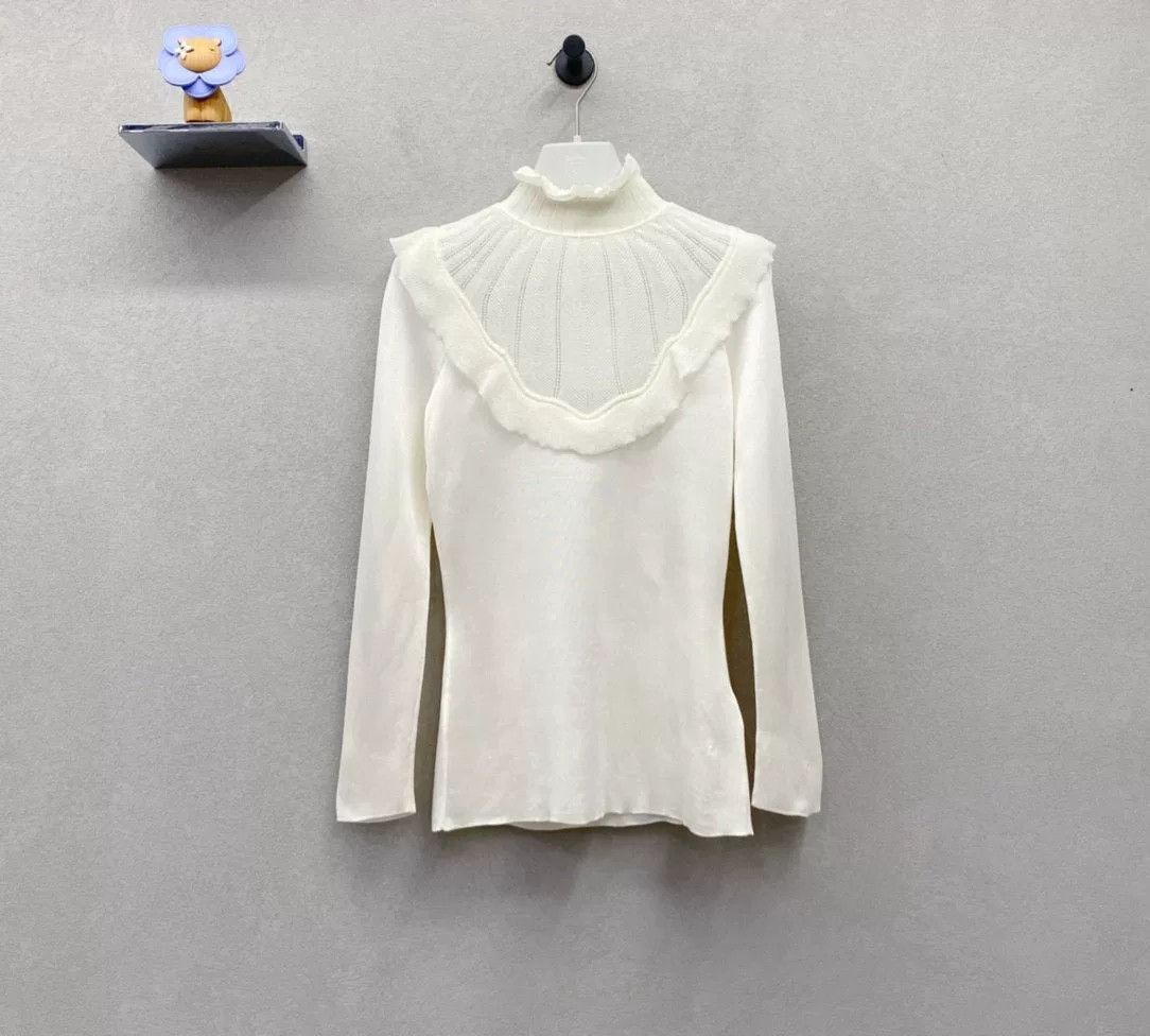 Hermes Hermes Beige Ruffle Knit Top Size US S / EU 44-46 / 1 - 2 Thumbnail