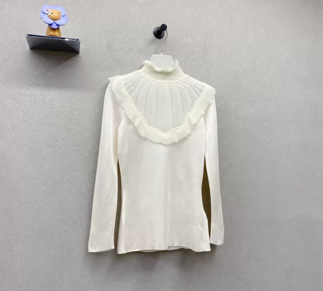 Hermes Hermes Beige Ruffle Knit Top Size US S / EU 44-46 / 1 - 4 Thumbnail