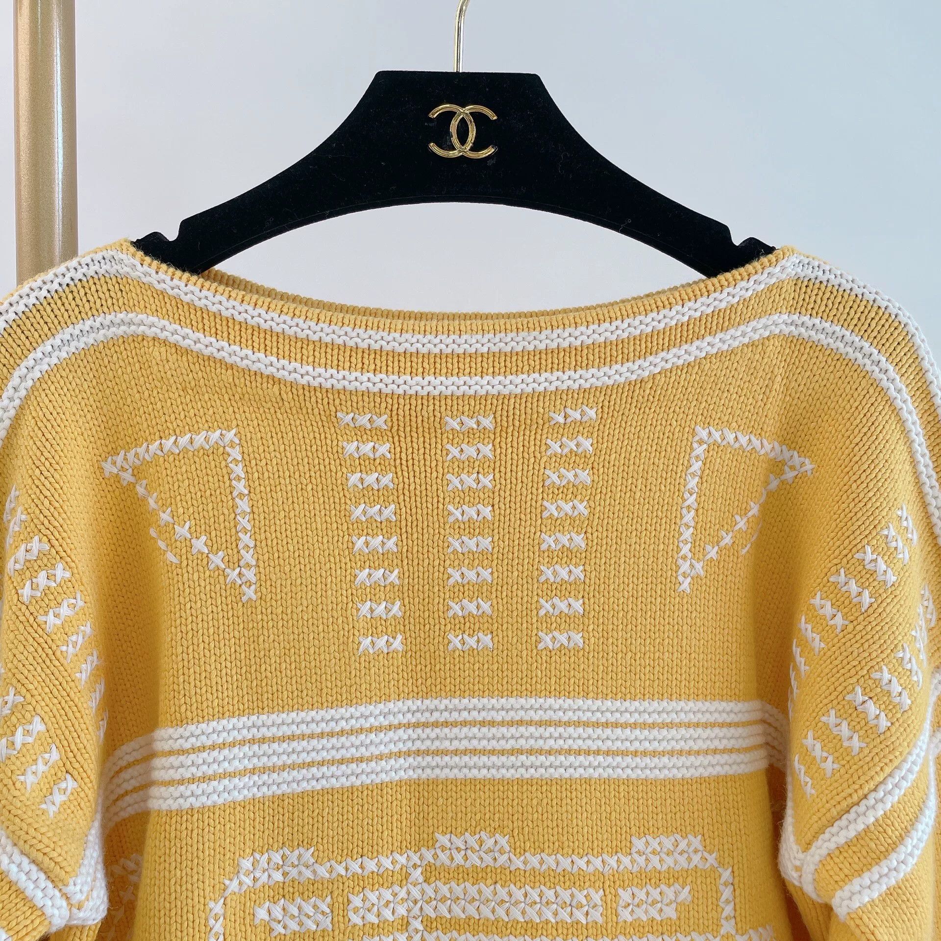 Hermes Hermes Yellow White Knit Top Size US XS / EU 42 / 0 - 4 Thumbnail