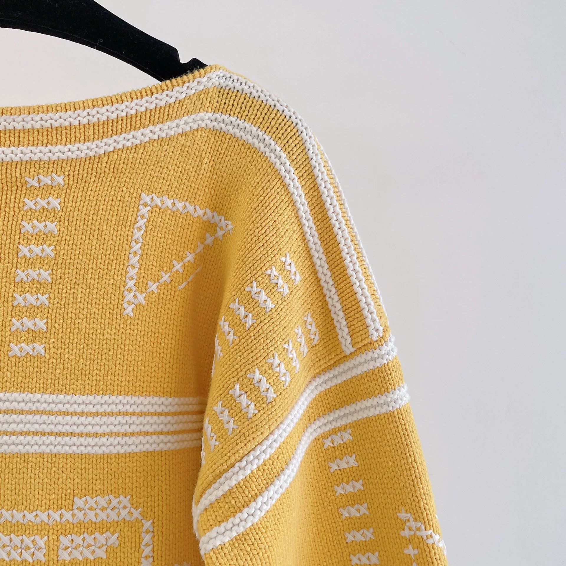 Hermes Hermes Yellow White Knit Top Size US XS / EU 42 / 0 - 3 Thumbnail