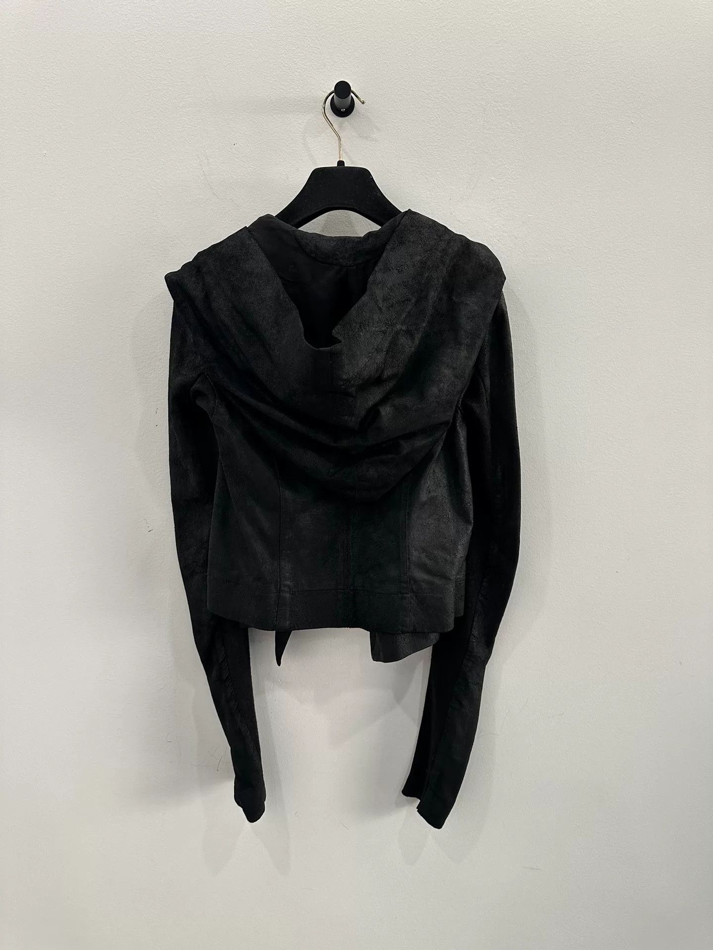 Rick Owens black zip-up hooded leather jacket Size US S / EU 44-46 / 1 - 2 Thumbnail