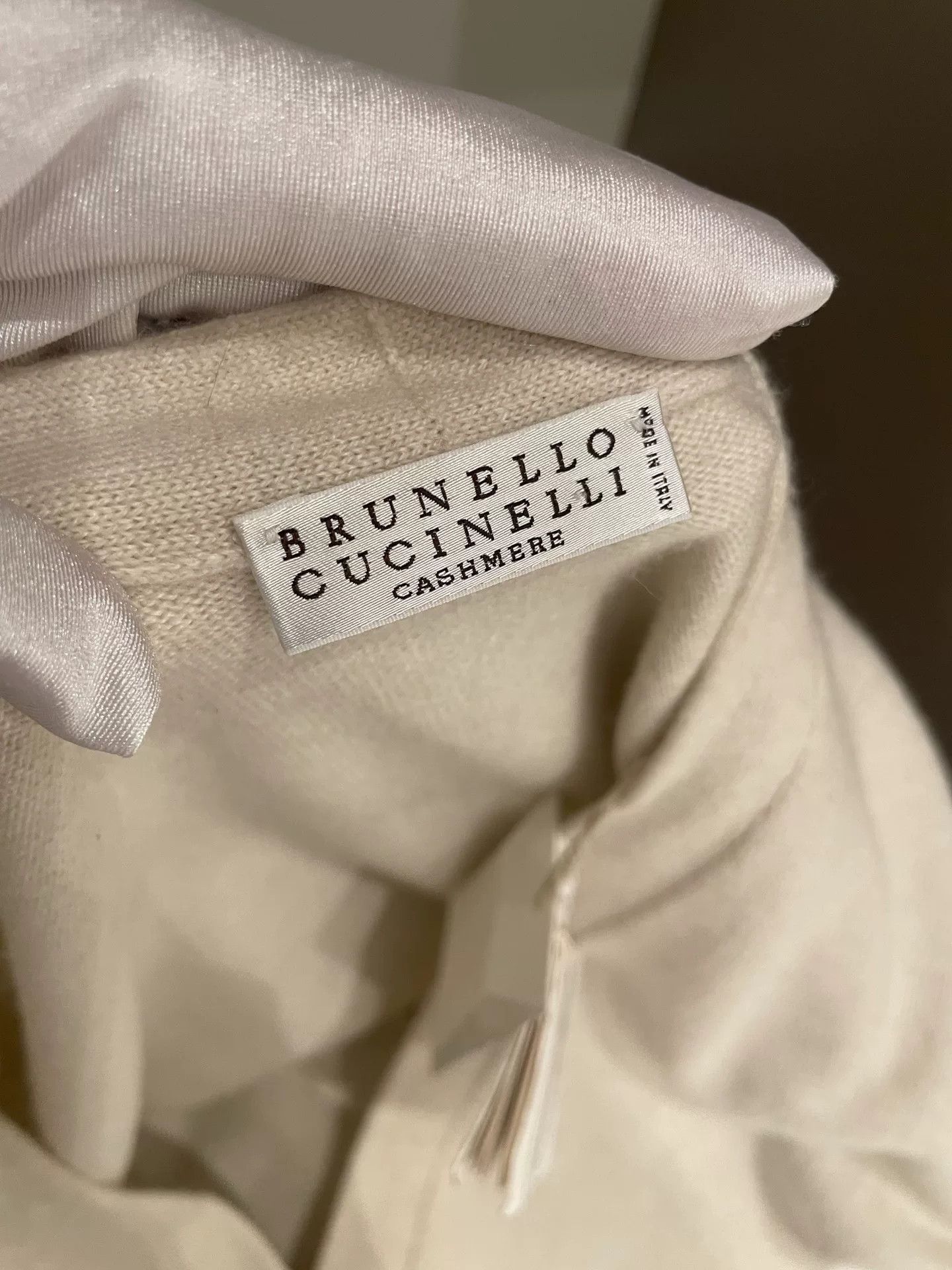 Brunello Cucinelli Brunello Cucinelli Beige Cashmere Cardigan Size US L / EU 52-54 / 3 - 3 Thumbnail