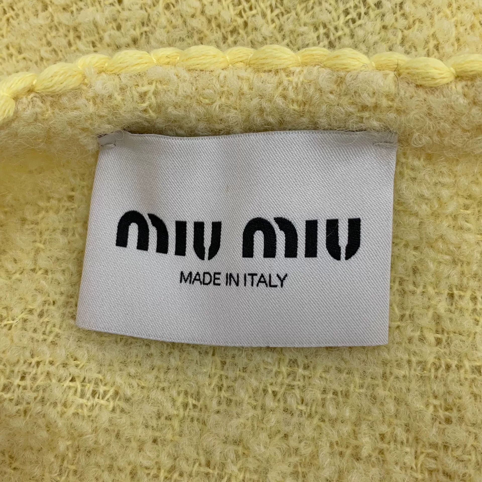 Miu Miu MiuMiu Yellow Wool V-Neck Cardigan Size US XS / EU 42 / 0 - 5 Thumbnail