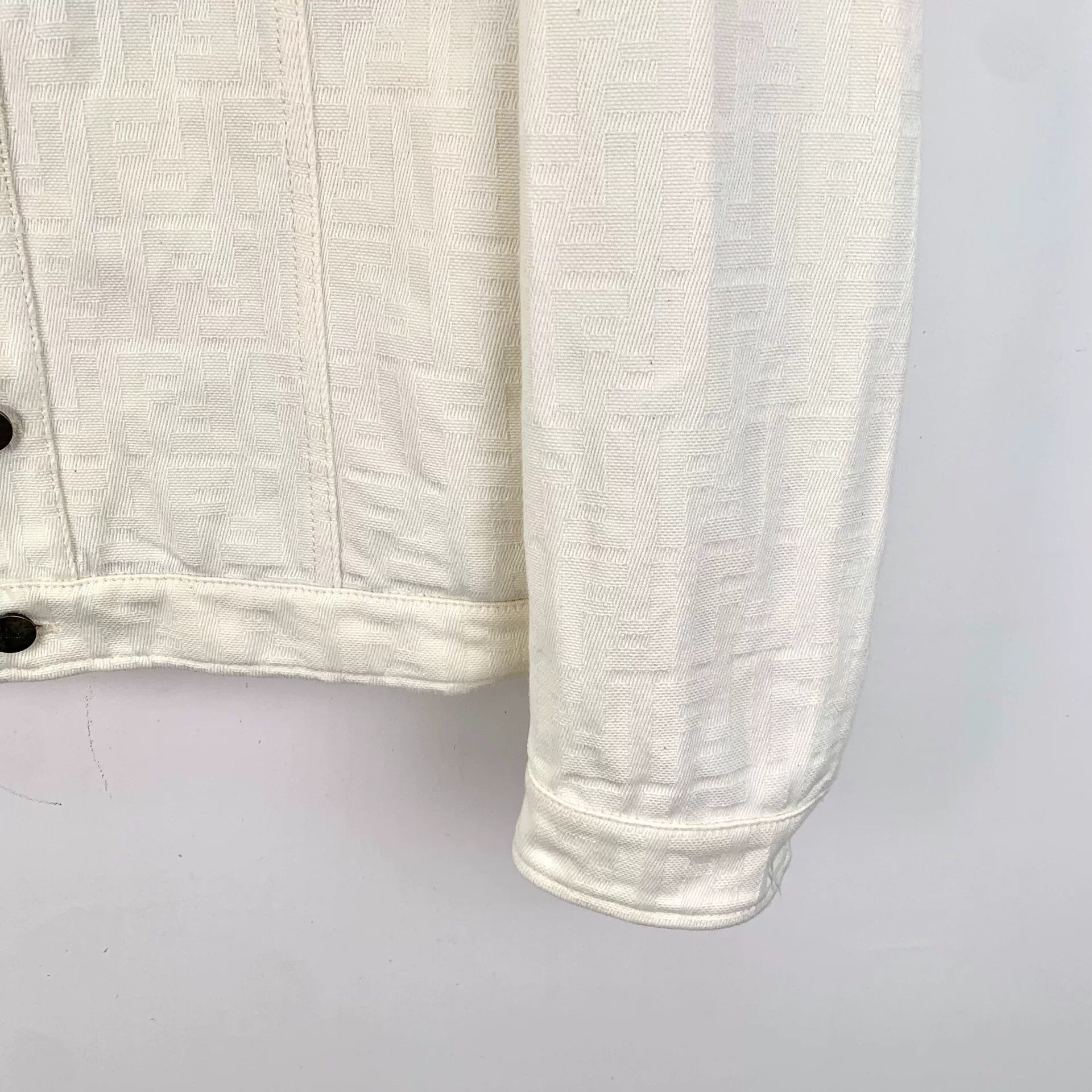 Fendi Fendi White Logo Jacquard Denim Jacket Size US S / EU 44-46 / 1 - 4 Thumbnail