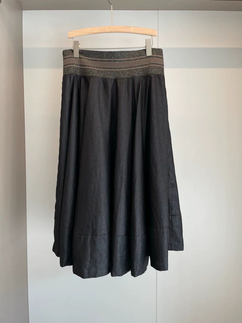 Brunello Cucinelli Brunello Cucinelli Gray Linen Skirt Size US 44 / EU 60 - 2 Thumbnail