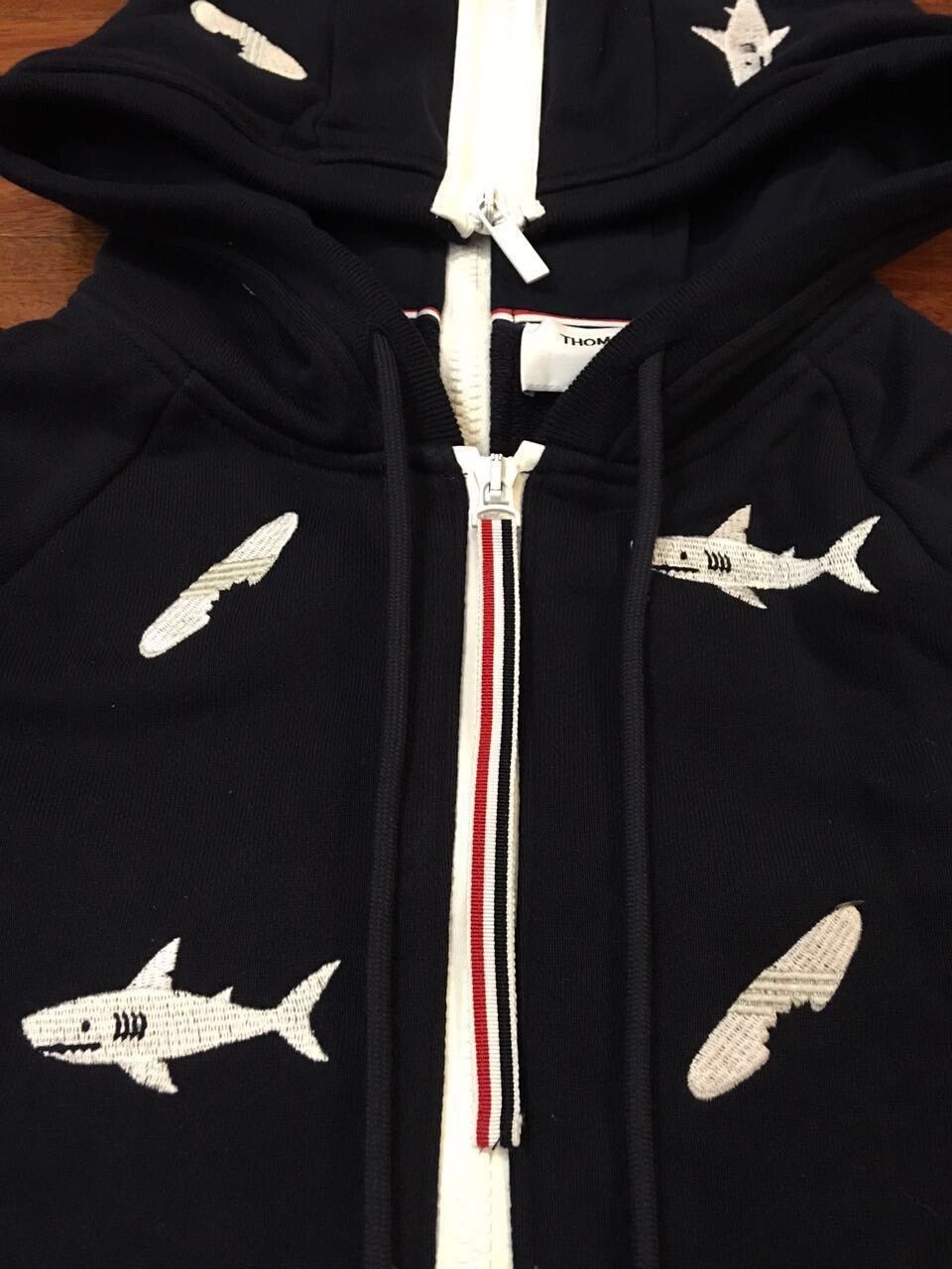 Thom Browne Thom Browne Double Zip Hoodie with Shark Embroidery Size US S / EU 44-46 / 1 - 4 Thumbnail