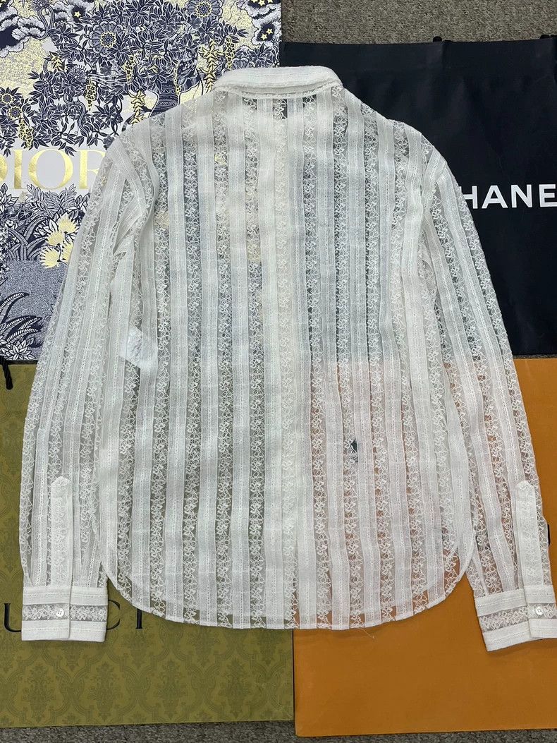 Dior Dior White Lace CD Bee Embroidery Shirt Size US S / EU 44-46 / 1 - 3 Thumbnail