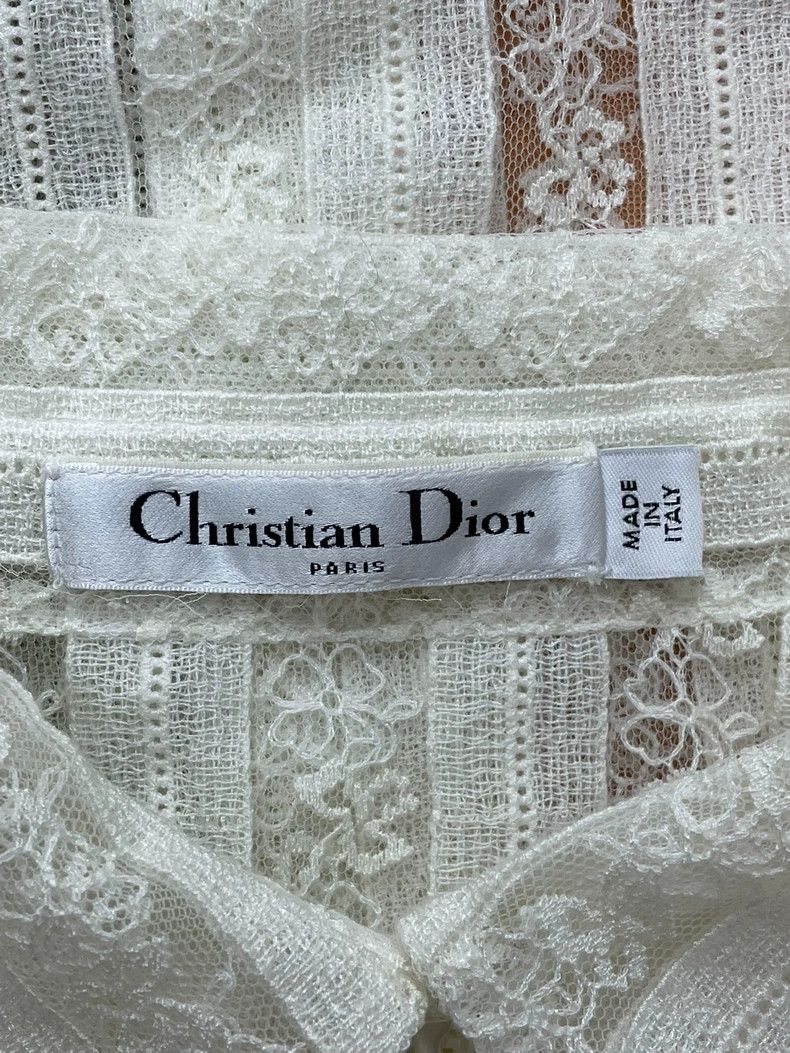 Dior Dior White Lace CD Bee Embroidery Shirt Size US S / EU 44-46 / 1 - 4 Thumbnail