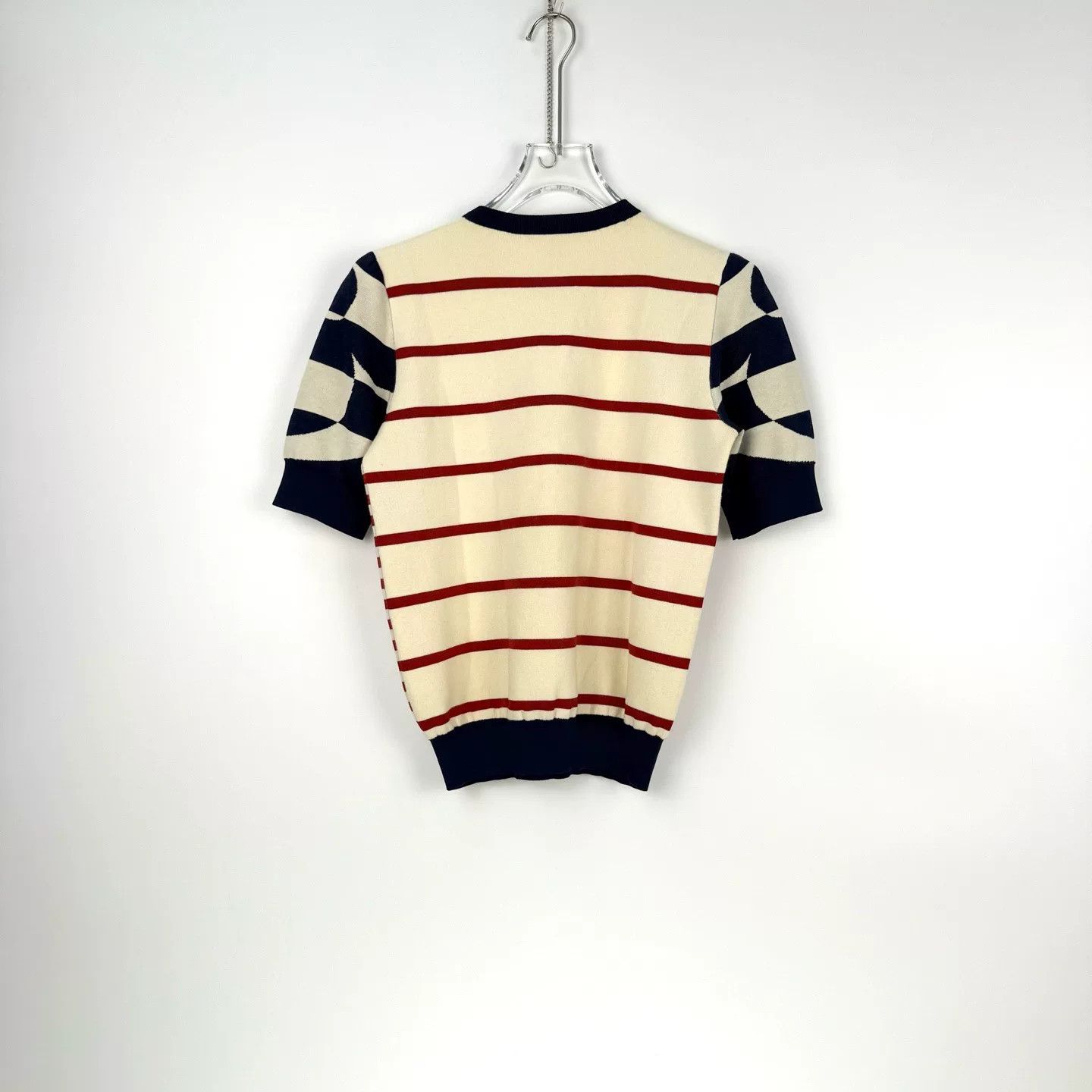 Louis Vuitton LV Red Blue White Stripe Logo Knit Top Size US M / EU 48-50 / 2 - 4 Thumbnail