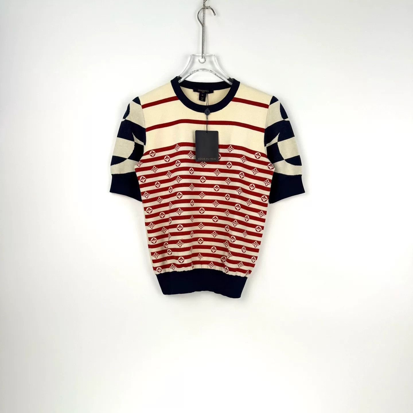 Louis Vuitton LV Red Blue White Stripe Logo Knit Top Size US M / EU 48-50 / 2 - 3 Thumbnail