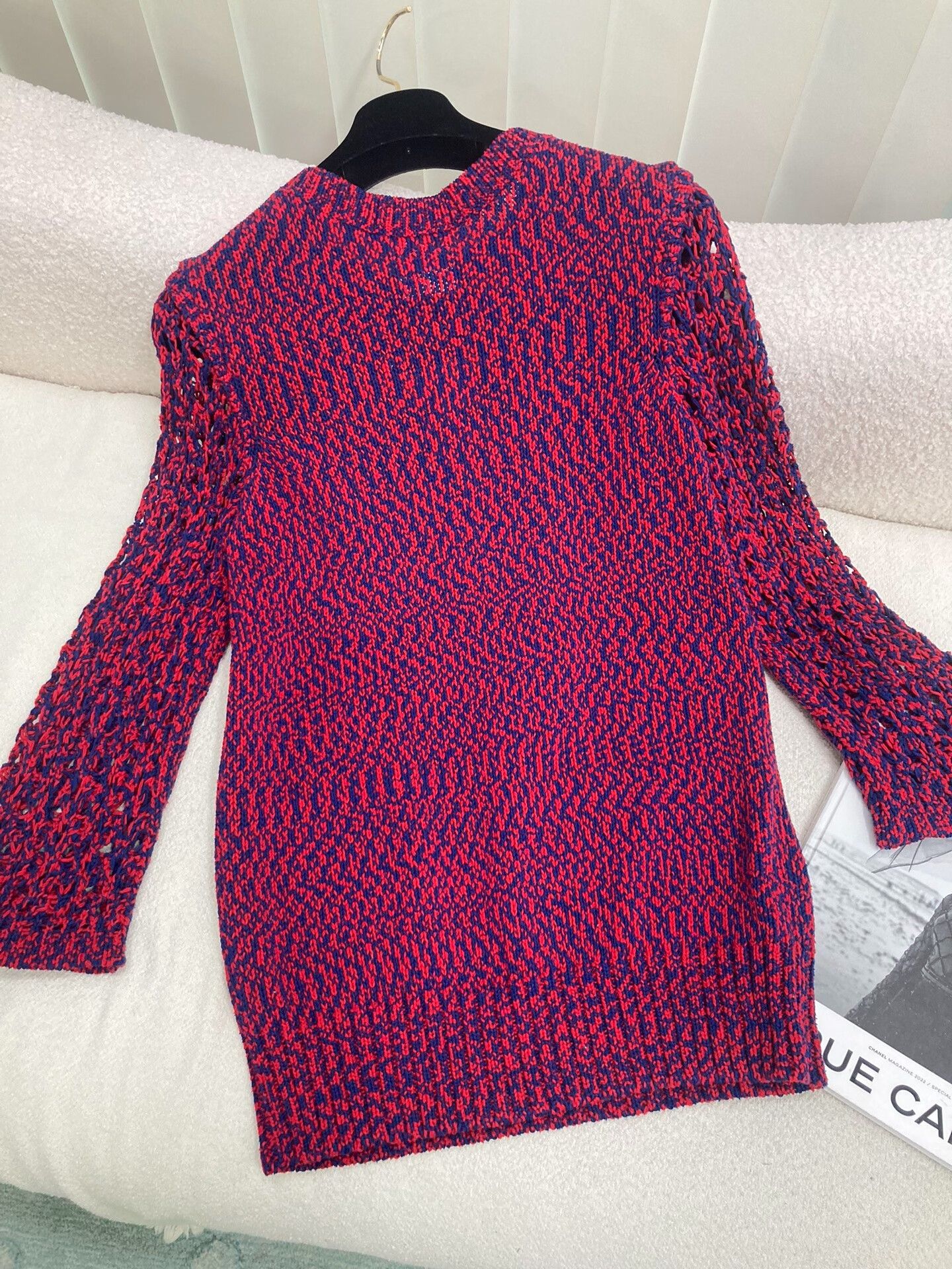 Chanel Chanel Red Blue Open Knit Sweater Size US S / EU 44-46 / 1 - 2 Thumbnail